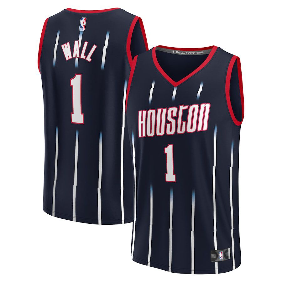 Men Houston Rockets #1 John Wall Fanatics Branded Navy Fast Break Replica NBA Jersey